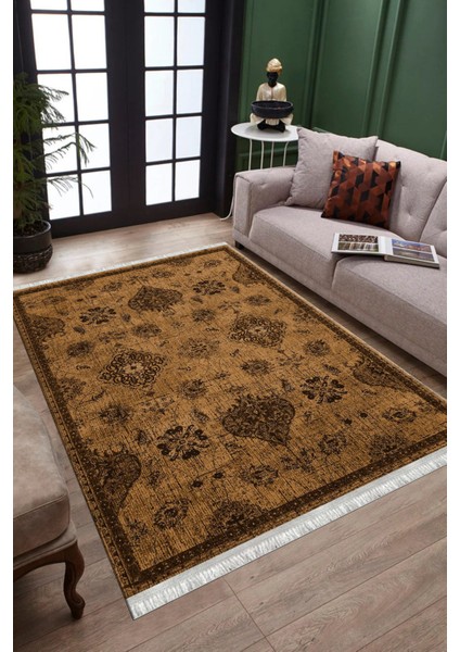 Kahverengi Klasik Desen Halı Kaymaz Taban Kilim Yıkanabilir Yolluk Dot Tabanlı Salon Halısı 4163A fiyatları