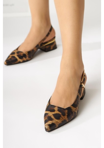 Nadiya Leopar Desenli Kemerli Topuklu Kadın Ayakkabı fırsatları