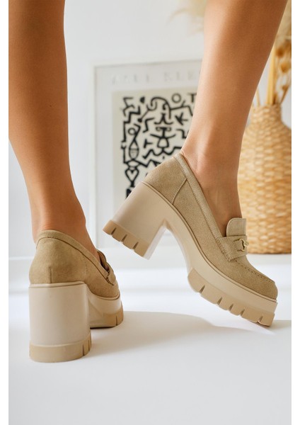 Manija Bej Süet Toka Detaylı Platformlu Makosen Ayakkabı fırsatları