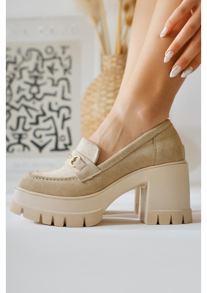Manija Bej Süet Toka Detaylı Platformlu Makosen Ayakkabı indirimleri