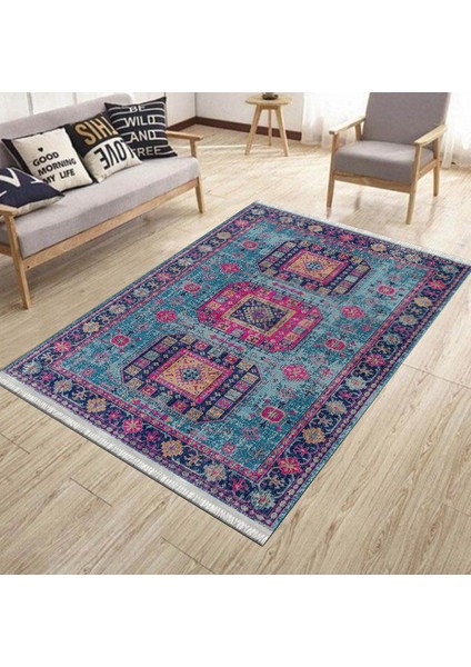 Vintage Halı Yolluk Kaymaz Taban Kilim Yıkanabilir Dot Tabanlı Salon Halısı 4137B modelleri