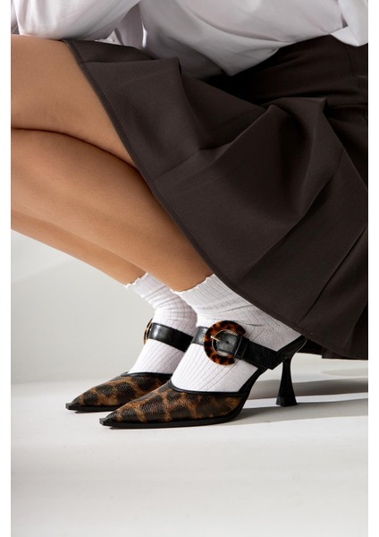Yulia Leopar Toka Detaylı Önü Kapılı Topuklu Kadın Ayakkabı fiyatları