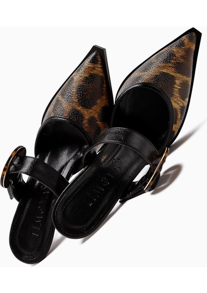 Yulia Leopar Toka Detaylı Önü Kapılı Topuklu Kadın Ayakkabı fırsatları