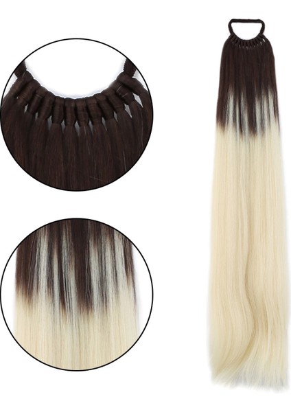 Lastik Tokalı At Kuyruğu Düz - Kumral / Platin Ombre