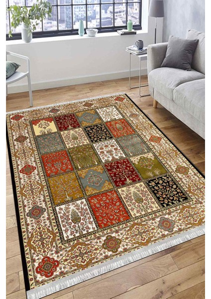 Motifli Kilim Yıkanabilir Halı Kaymaz Taban Kilim Dot Tabanlı Oturma Odası Halısı 4005F fırsatları