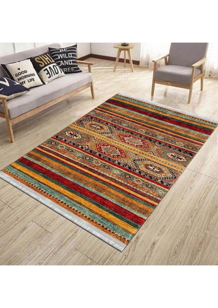 Vintage Otantik Yolluk Yıkanabilir Halı Kaymaz Taban Kilim Dot Tabanlı Oturma Odası Halısı 4025A modelleri