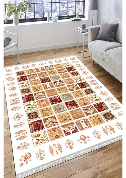 Beyaz Otantik Halı Yıkanabilir Halı Kaymaz Taban Kilim Dot Tabanlı Oturma Odası Halısı 4026C fırsatları