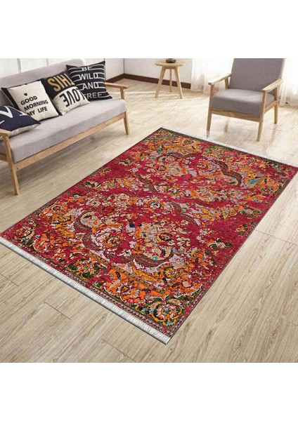 Mürdüm Renkli Otantik Halı Kaymaz Taban Kilim Yıkanabilir Yolluk Dot Tabanlı Salon Halısı 4208A modelleri