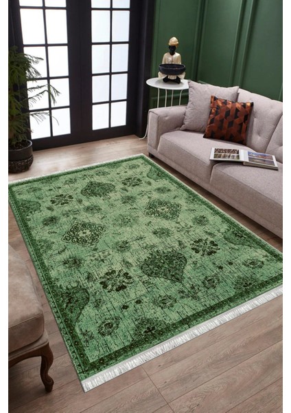 Yeşil Eskitme Klasik Desen Kaymaz Taban Kilim Yıkanabilir Yolluk Dot Tabanlı Salon Halısı 4195A fiyatları