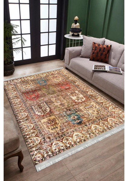 Kahverengi Otantik Halı Yıkanabilir Halı Kaymaz Taban Kilim Dot Tabanlı Oturma Odası Halısı 4061A fiyatları