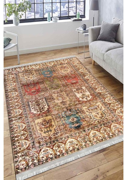 Kahverengi Otantik Halı Yıkanabilir Halı Kaymaz Taban Kilim Dot Tabanlı Oturma Odası Halısı 4061A fırsatları