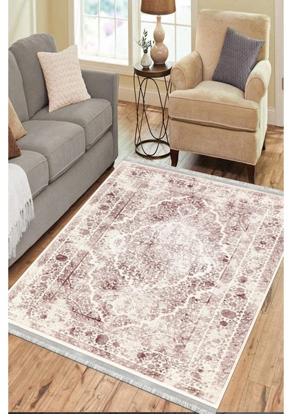 Vintage Halı Yıkanabilir Halı Kaymaz Taban Kilim Dot Tabanlı Oturma Odası Halısı 4042A