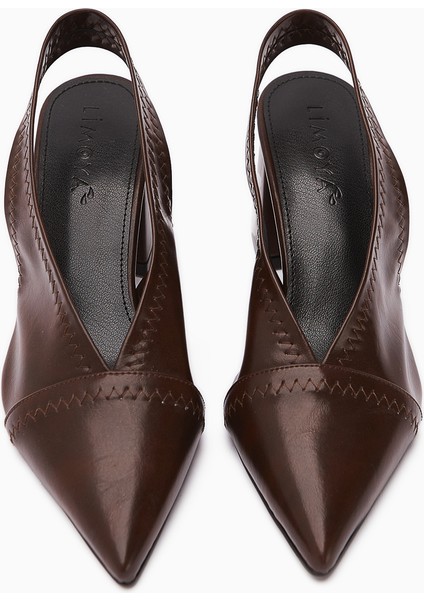 Essie Kahve Sivri Burunlu Elastik Dikiş Detaylı Kalın Topuklu Kadın Ayakkabı fırsatları