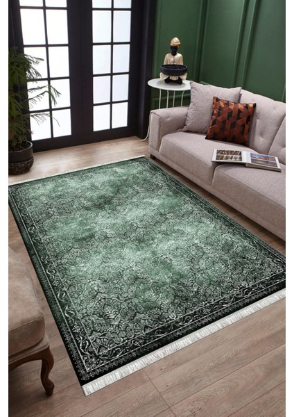 Haki Renk Vintage Desen Kaymaz Taban Kilim Yıkanabilir Yolluk Dot Tabanlı Salon Halısı 4202D fiyatları