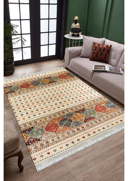 Otantik Desenli Halı Yıkanabilir Halı Kaymaz Taban Kilim Dot Tabanlı Oturma Odası Halısı 4054A fiyatları