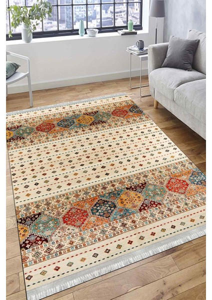 Otantik Desenli Halı Yıkanabilir Halı Kaymaz Taban Kilim Dot Tabanlı Oturma Odası Halısı 4054A fırsatları