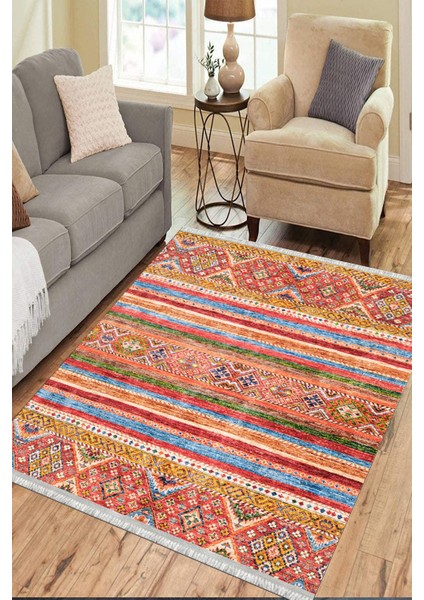 Otantik Desen Yolluk Kaymaz Taban Kilim Yıkanabilir Yolluk Dot Tabanlı Salon Halısı 4132A