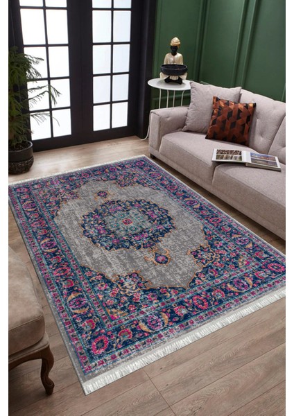 Çiçekli Vintage Desen Kaymaz Taban Kilim Yıkanabilir Yolluk Dot Tabanlı Salon Halısı 4192A fiyatları