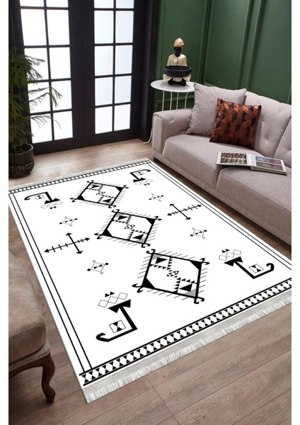 Geometrik Figürlü Halı Kaymaz Taban Kilim Yıkanabilir Yolluk Dot Tabanlı Salon Halısı 4121A fiyatları