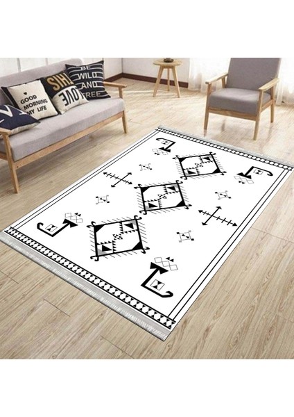 Geometrik Figürlü Halı Kaymaz Taban Kilim Yıkanabilir Yolluk Dot Tabanlı Salon Halısı 4121A modelleri