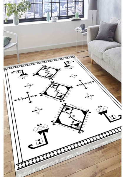 Geometrik Figürlü Halı Kaymaz Taban Kilim Yıkanabilir Yolluk Dot Tabanlı Salon Halısı 4121A fırsatları