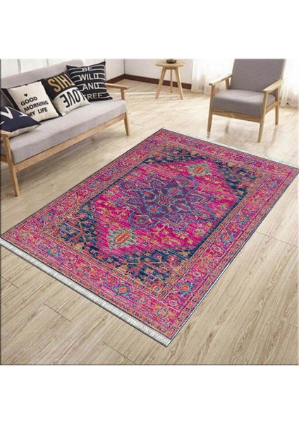 Otantik Vintage Desen Kaymaz Taban Kilim Yıkanabilir Yolluk Dot Tabanlı Salon Halısı 4191A modelleri