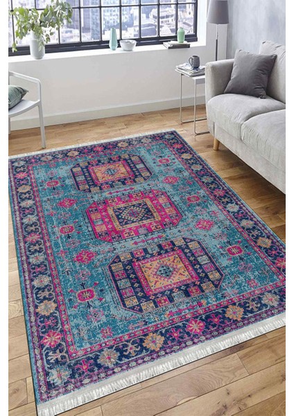 Vintage Halı Yolluk Kaymaz Taban Kilim Yıkanabilir Dot Tabanlı Salon Halısı 4137B fırsatları