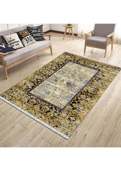 Gold Otantik Halı Kaymaz Taban Kilim Yıkanabilir Yolluk Dot Tabanlı Salon Halısı 4210C modelleri