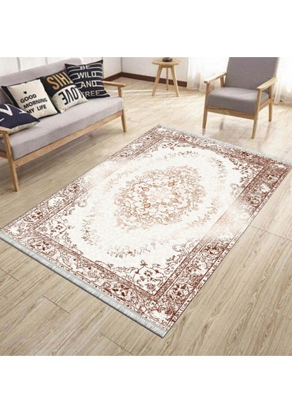 Eskitme Klasik Desen Kaymaz Taban Kilim Yıkanabilir Yolluk Dot Tabanlı Salon Halısı 4180A modelleri