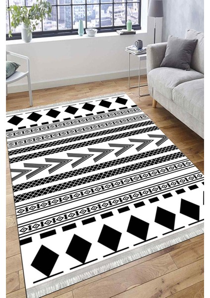 Geometrik Figürlü Halı Kaymaz Taban Kilim Yıkanabilir Yolluk Dot Tabanlı Salon Halısı 4120B fırsatları