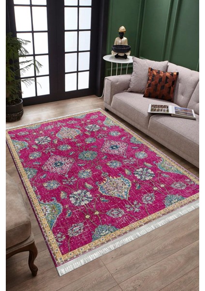 Pembe Vintage Yolluk Kaymaz Taban Kilim Yıkanabilir Yolluk Dot Tabanlı Salon Halısı 4135A fiyatları