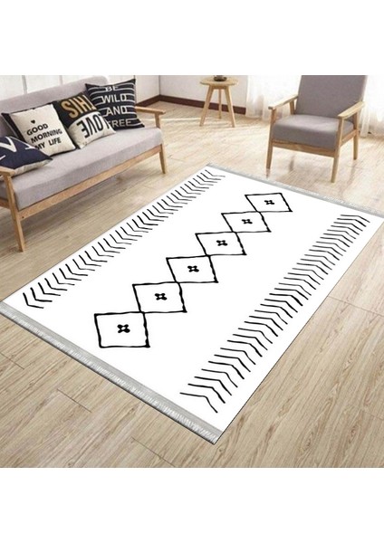 Iskandinav Desenli Halı Kaymaz Taban Kilim Yıkanabilir Yolluk Dot Tabanlı Salon Halısı 4104A modelleri