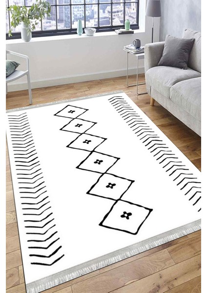 Iskandinav Desenli Halı Kaymaz Taban Kilim Yıkanabilir Yolluk Dot Tabanlı Salon Halısı 4104A fırsatları