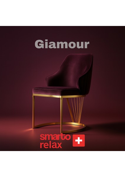 Glamour 2’li Sandalye Seti — Metal Ayaklı, Mor Kumaş fiyatları