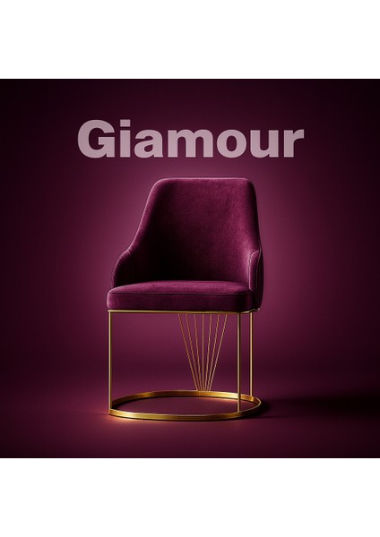 Glamour 2’li Sandalye Seti — Metal Ayaklı, Mor Kumaş fırsatları