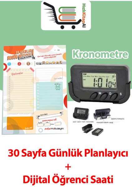 Günlük Planlayıcı 30 Sayfa+Kronometre Dijital Saat