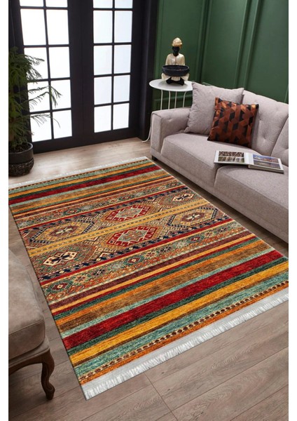 Vintage Otantik Yolluk Yıkanabilir Halı Kaymaz Taban Kilim Dot Tabanlı Oturma Odası Halısı 4025A fiyatları