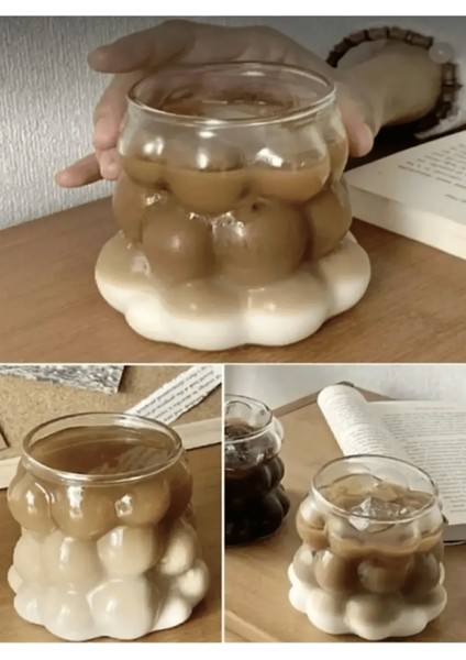 Back Sıne - Bubbly Üzüm Şekilli Sunum Bardağı – Şeffaf Renkli, Kahve, Çay, Limonata Meşrubat