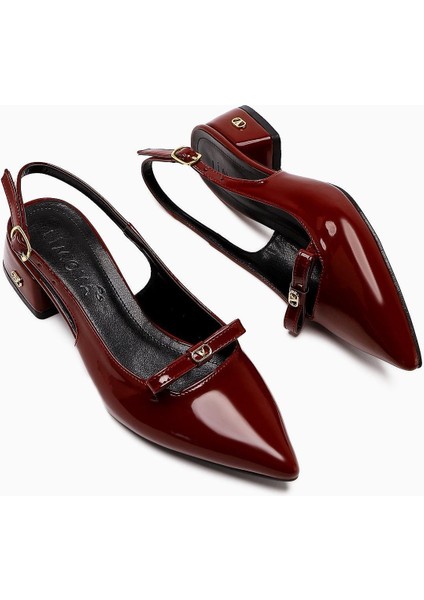 Sevy Borda Rugan Toka Detaylı Kısa Topuklu Kadın Ayakkabı