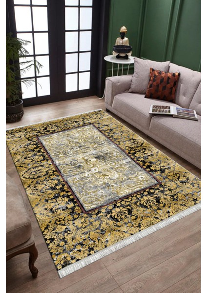 Gold Otantik Halı Kaymaz Taban Kilim Yıkanabilir Yolluk Dot Tabanlı Salon Halısı 4210C fiyatları