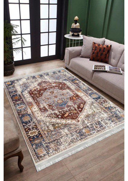 Vintage Dijital Halı Yıkanabilir Halı Kaymaz Taban Kilim Dot Tabanlı Oturma Odası Halısı 4044A fiyatları