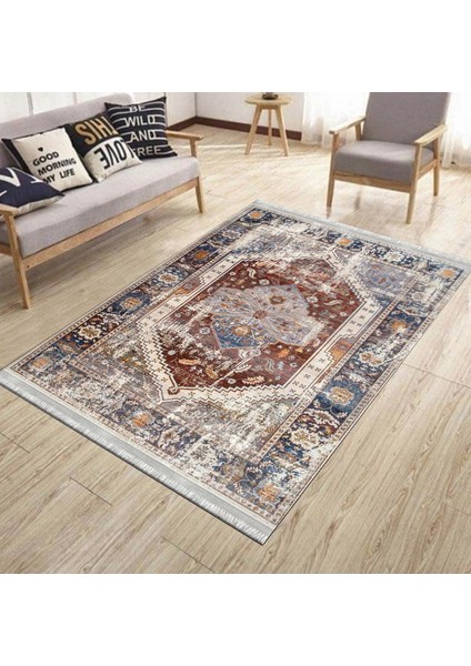 Vintage Dijital Halı Yıkanabilir Halı Kaymaz Taban Kilim Dot Tabanlı Oturma Odası Halısı 4044A modelleri