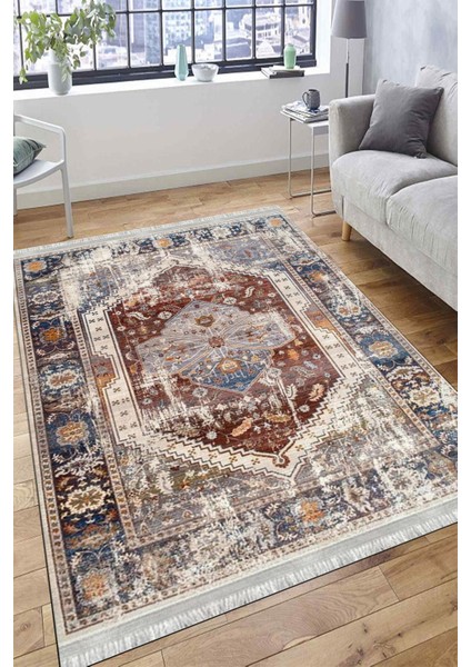 Vintage Dijital Halı Yıkanabilir Halı Kaymaz Taban Kilim Dot Tabanlı Oturma Odası Halısı 4044A fırsatları