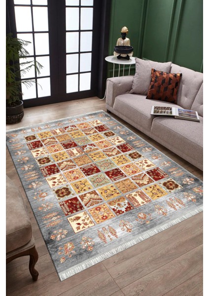 Gri Otantik Halı Yıkanabilir Halı Kaymaz Taban Kilim Dot Tabanlı Oturma Odası Halısı 4026B fiyatları