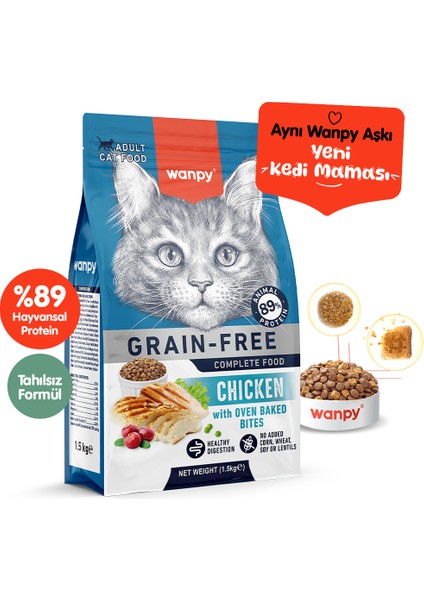 Tahılsız Tavuklu Yetişkin Kedi Maması 1,5 kg