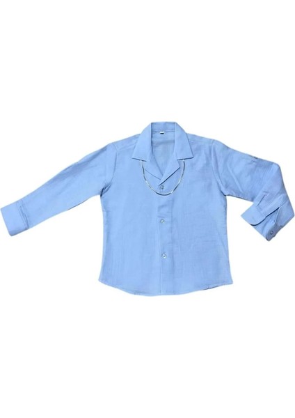 Müslin Zincirli Gömlek Mavi