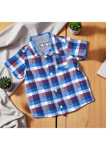 Ekose Kısa Kol Gömlek - Nanıca Kıds - NNC121104 - Mavi - 3 Yaş - NNC121104-MAVI-3 Yaş Mavi