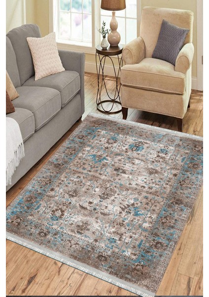 Eskitme Otantik Halı Yıkanabilir Halı Kaymaz Taban Kilim Dot Tabanlı Oturma Odası Halısı 4037A
