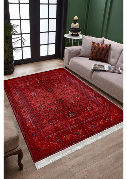 Kırmızı Vintage Desen Kaymaz Taban Kilim Yıkanabilir Yolluk Dot Tabanlı Oturma Odası Halısı 4066A fiyatları