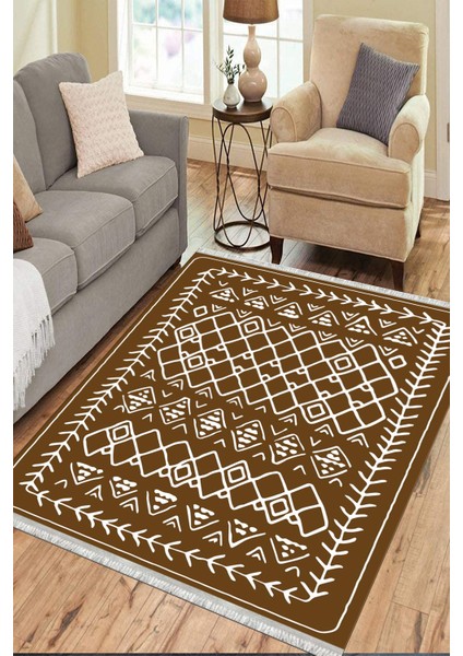 Iskandinav Figürlü Yolluk Kaymaz Taban Kilim Yıkanabilir Yolluk Dot Tabanlı Salon Halısı 4123C